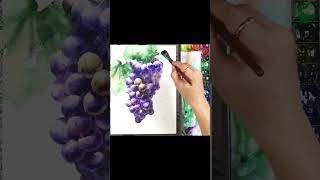 #shorts Without Sketch Landscape Watercolor - Grape (color mixing) NAMIL ART #howtodrawwatercolor