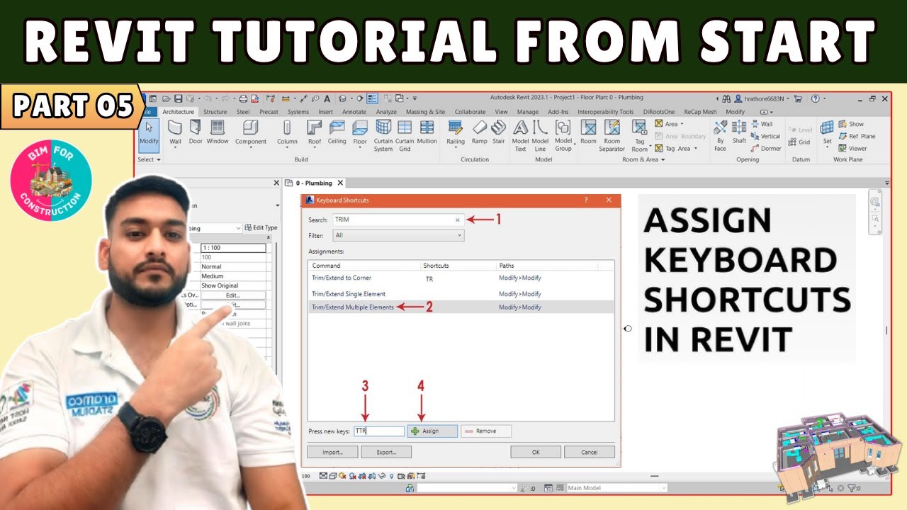 #05 Revit Tutorial: Keyboard Shortcuts in Revit (hotkeys) - YouTube