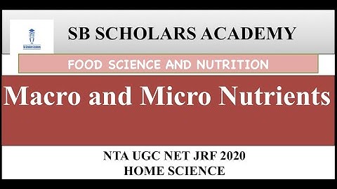 Macro and Micro Nutrients || FSN || NTA NET JRF HOME SCIENCE|| PAPER-2|| SB Scholars Academy||