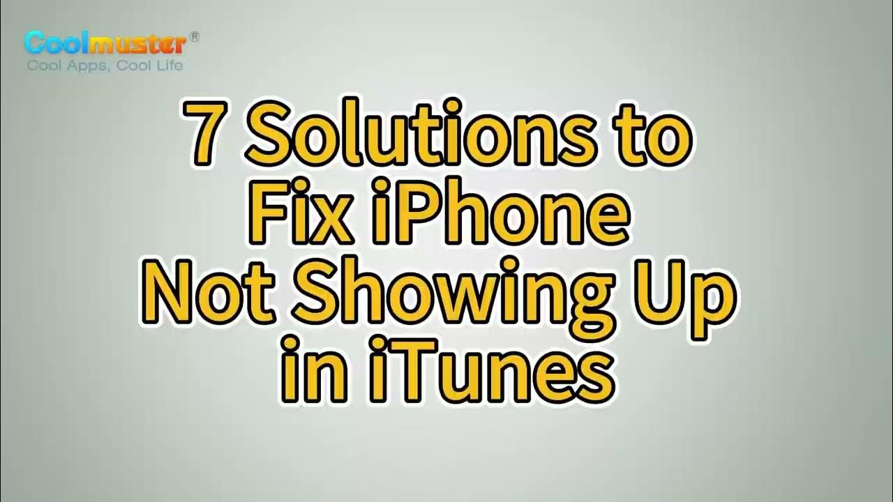 How to Fix iPhone Not Showing Up in iTunes? [7 Solutions] YouTube