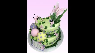 Buttercream Baby Shower Caterpillar \& Butterfly Cake Decorating How-To Video Tutorial Part 5