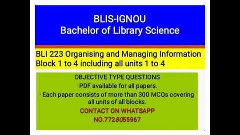 IGNOU BLIS BLI 223 BLOCK 2 MCQs OMR EXAM PATTERN