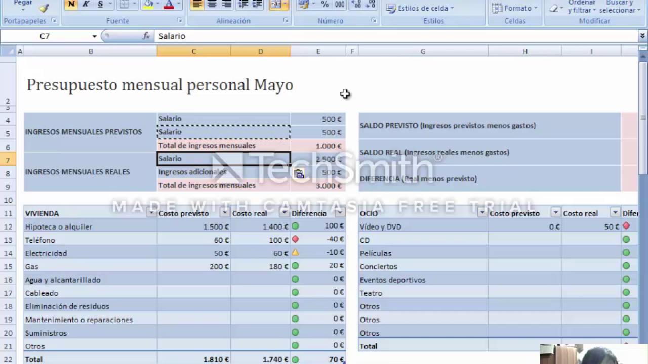 tutorial excel presupuesto mensual n 13