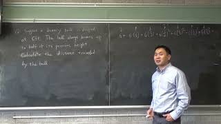 Infinite geometric series of a bouncing ball