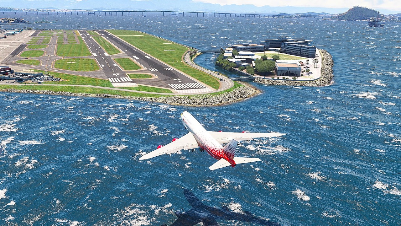 Massive B747 Heavy Freight landing go around from Crumbling Cliffside at short runway