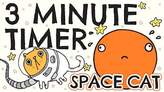 3 Minute Countdown Timer: Cartoon Space Cat with Supernova!