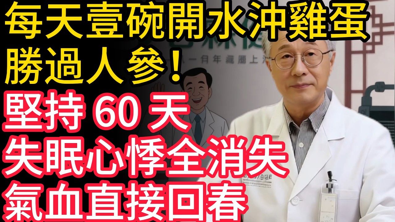 每天壹碗開水沖雞蛋，勝過人參！堅持 60 天，失眠心悸全消失，氣血直接回春