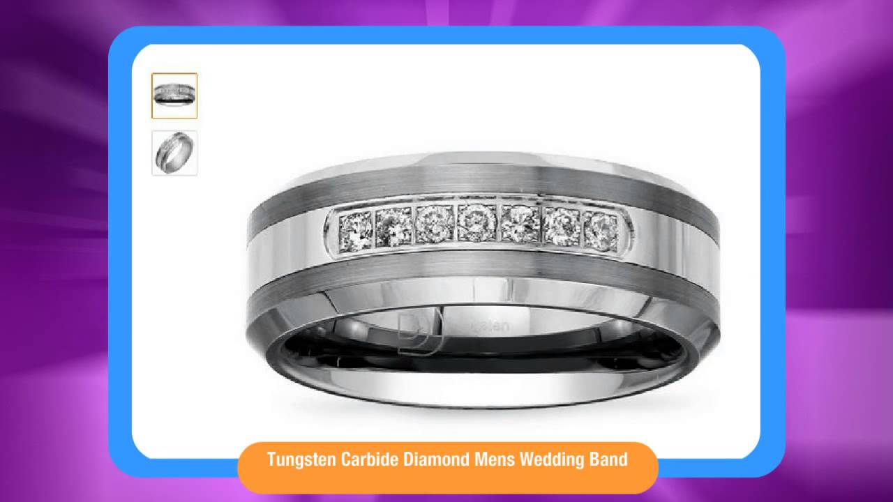 Tungsten Carbide Diamond Mens Wedding Band- B006JAU3I4