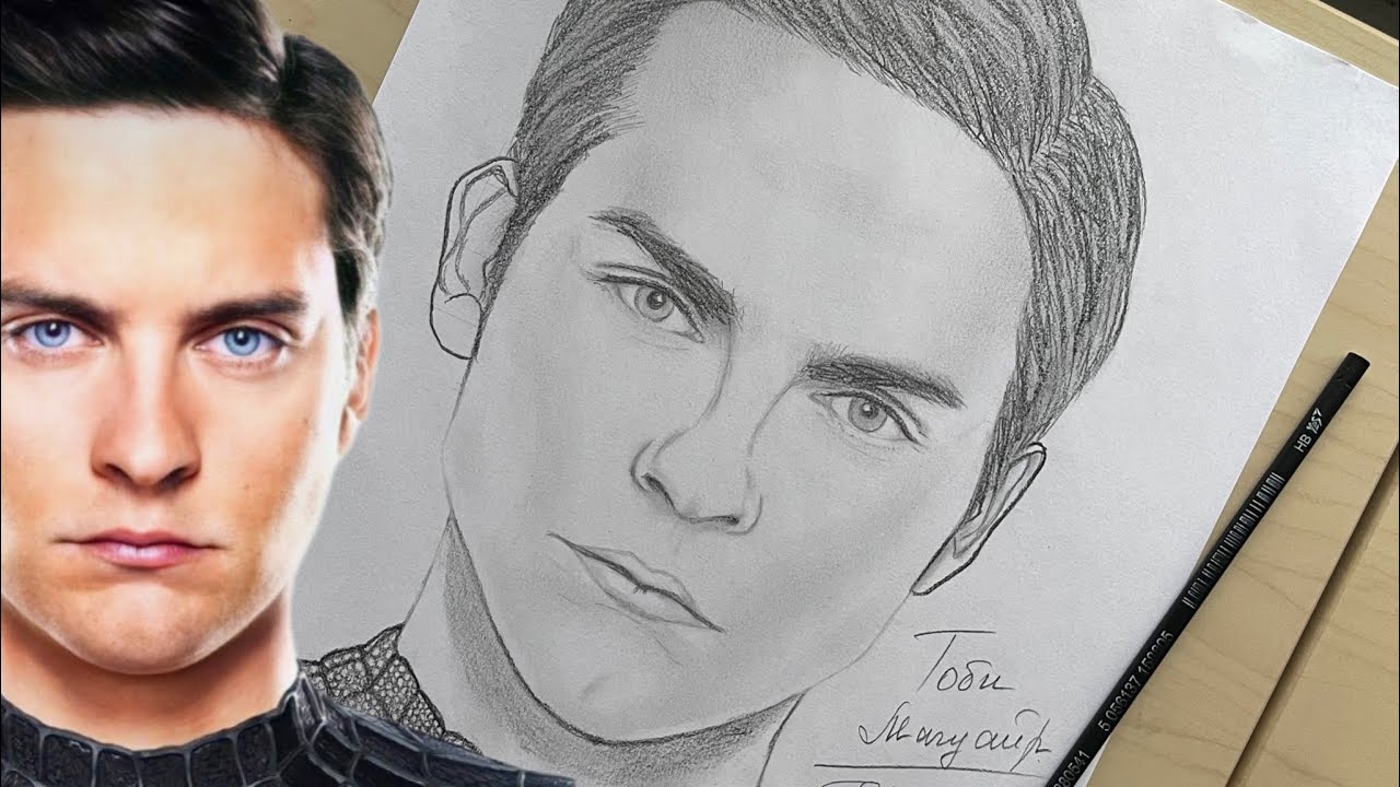 How to draw TOBEY MAGUIRE Spider Man step by step / Drawing Tobey ...