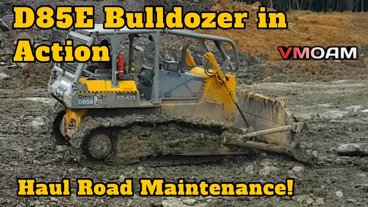 D85E Bulldozer Levels Haul Road for Routine Maintenance | Mining Road Work