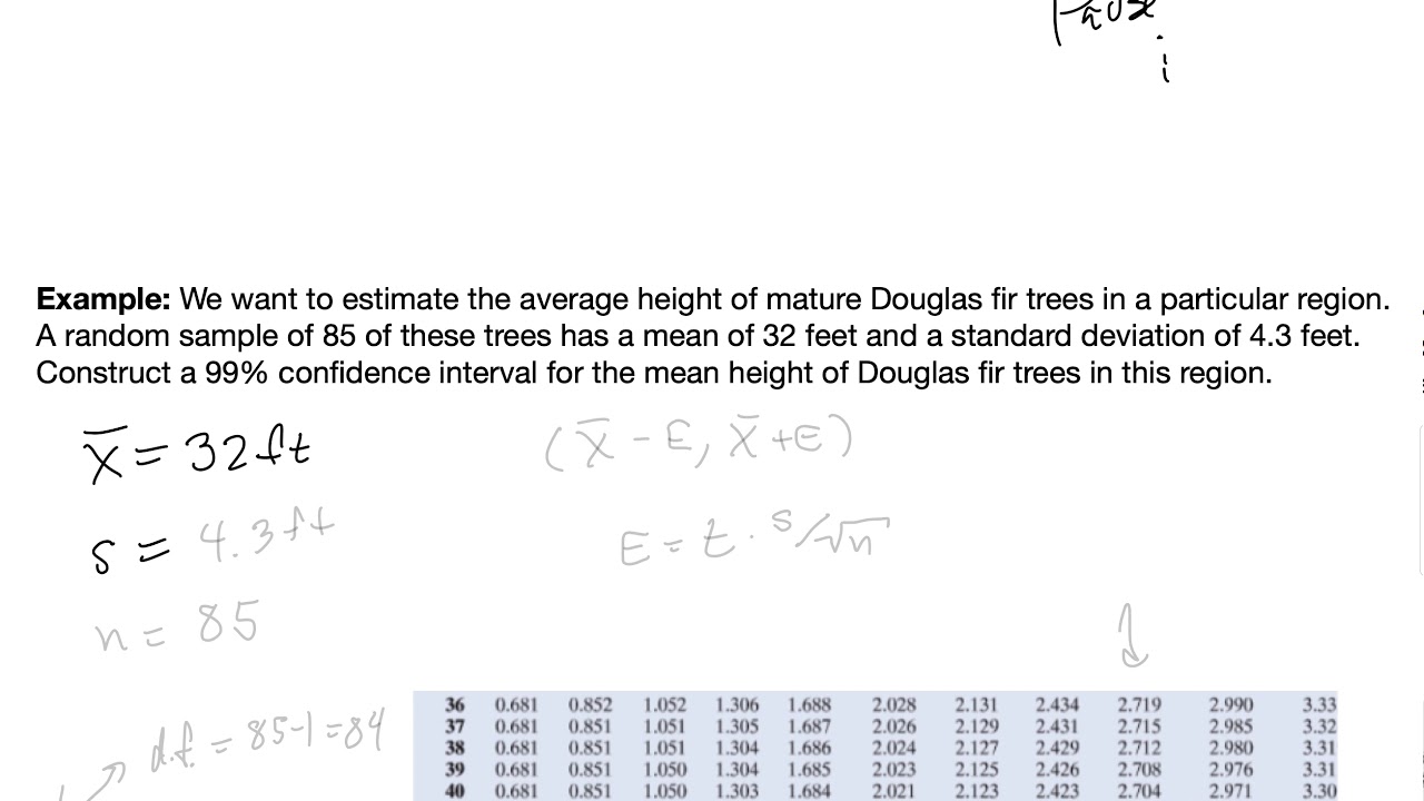 Examples Finding a Confidence Interval for a Mean - YouTube