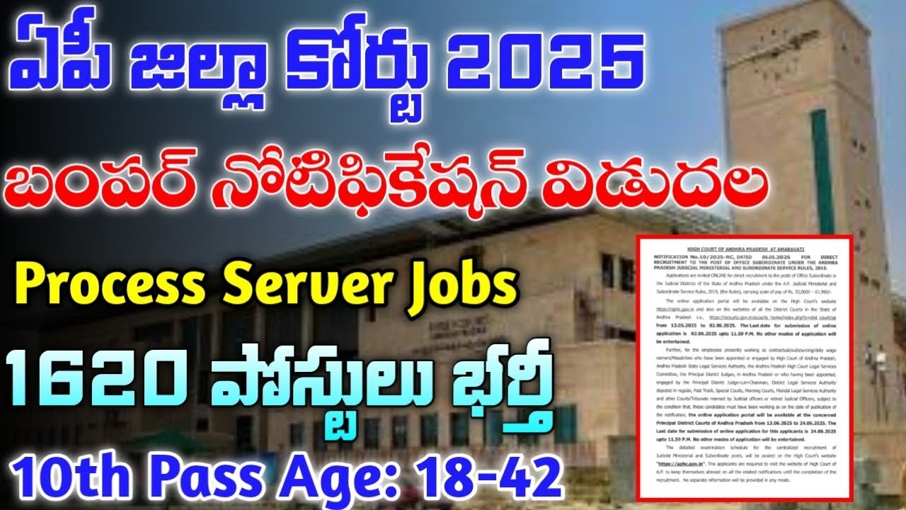 AP జిల్లా కోర్టు ప్రాసెస్ సర్వర్ జాబ్స్ | AP Court Process Server Jobs 2025 | AP High Court Jobs