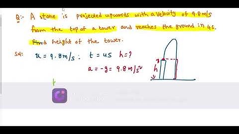 vertical projection||a stone is projected upwards with a velocity if 9.8m/s from the top of a tower