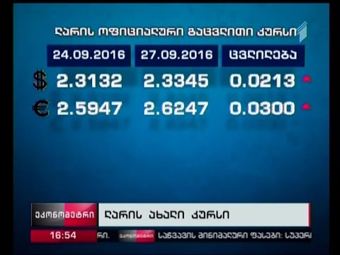 ლარი დოლართან მიმართებაში 2 თეთრით, ევროსთან მიმართებაში კი 3 თეთრით გაუფასურდა