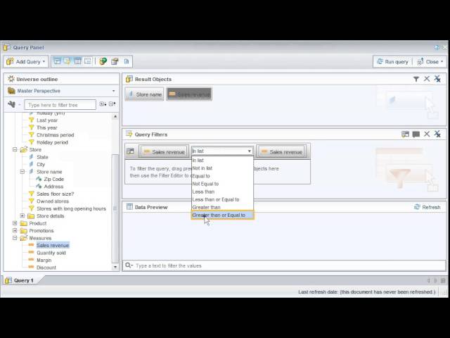 Create a query within a query: SAP BusinessObjects Web Intelligence 4.0