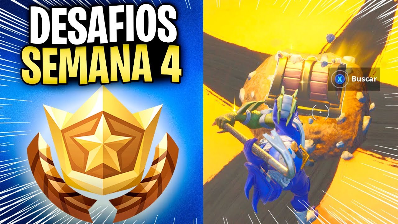 Como COMPLETAR TODOS los DESAFIOS de la SEMANA 4 FORTNITE TEMPORADA 8 vlogs in spanish