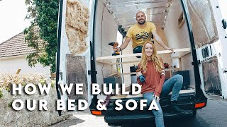 Building a Full Size Bed & LShape Sofa in a Van | Sprinter Van Conversion Ep. 9 | VAN LIFE UK