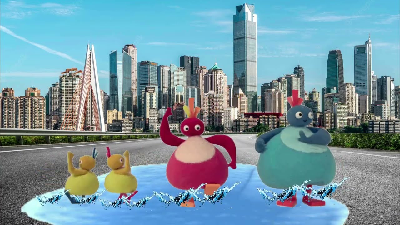Twirlywoos BigHoo Toodloo Chickedy and Chick Jumping On The Puddle