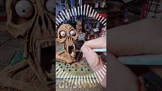 Dremel Carving - wooden Skull #dremelcarving #skull #horror