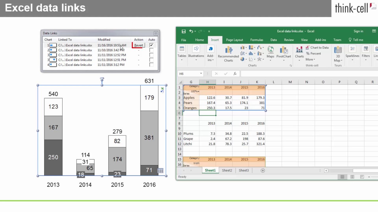 Powerpoint のグラフをexcel データにリンクさせる方法 Think Cell