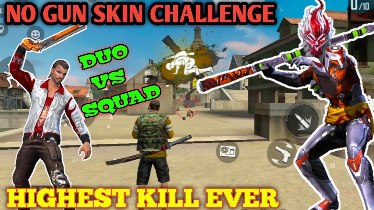 NO GUN SKIN CHALLENGE || FREE FIRE RANKED DUO VS SQUAD GAMEPLAY WITH