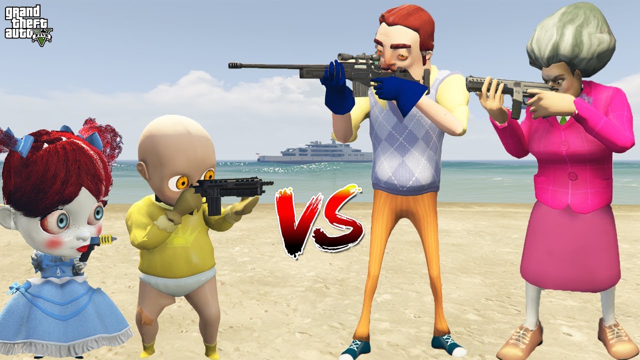 TROLL BEBO POPPY İLE HELLO NEİGHBOR'A KARŞI Scary Teacher Ice Scream GTA  Serisi