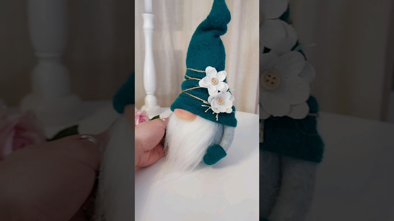 Spring Green Gnome with floral decor perfect for holiday Easter decor, gift for friends, souvenir