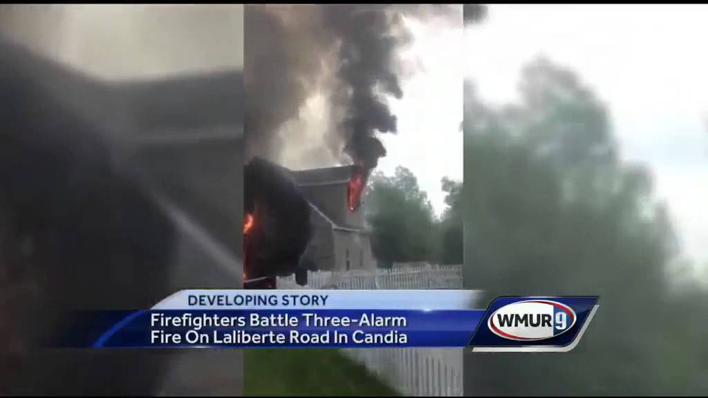 Crews battle 3-alarm fire in Candia