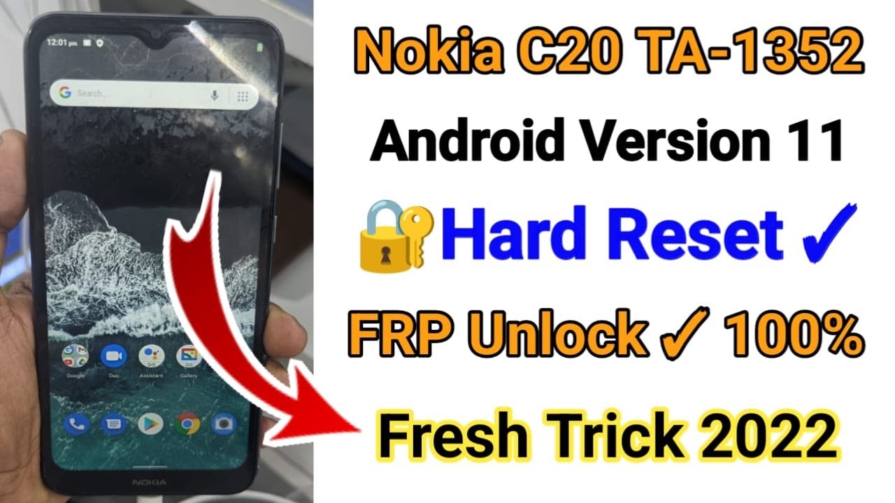 Nokia C20 Hard Reset 100% || TA-1352 Unlock Pattern FRP Lock Pin