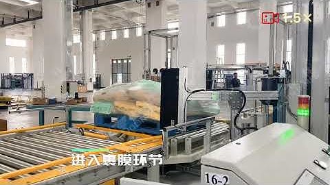 Rice bag robot palletizing and wrapping line