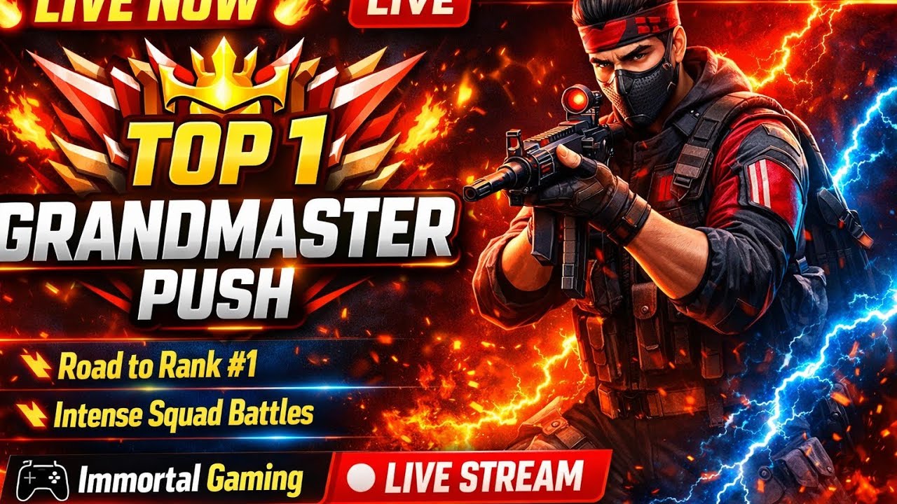 🔴 Free Fire MAX LIVE | Top 1 Grandmaster Push 🔥 Intense Rank Gameplay ...