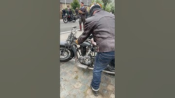 An FN M60 Vintage Motorcycle is started up on the Where is Anna Run in Belgium.