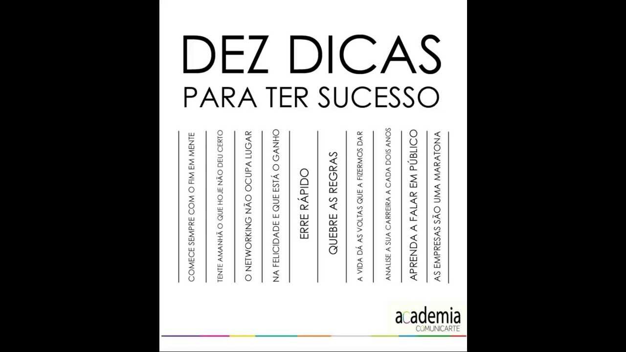 10 dicas para ter sucesso no