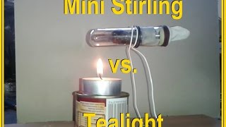 Mini all free Stirling engine vs. tealight