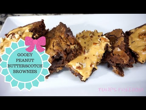 BAKE WITH ME | GOOEY CHOCOLATE FUDGE PEANUT BUTTERSCOTCH BROWNIES WITH PECANS