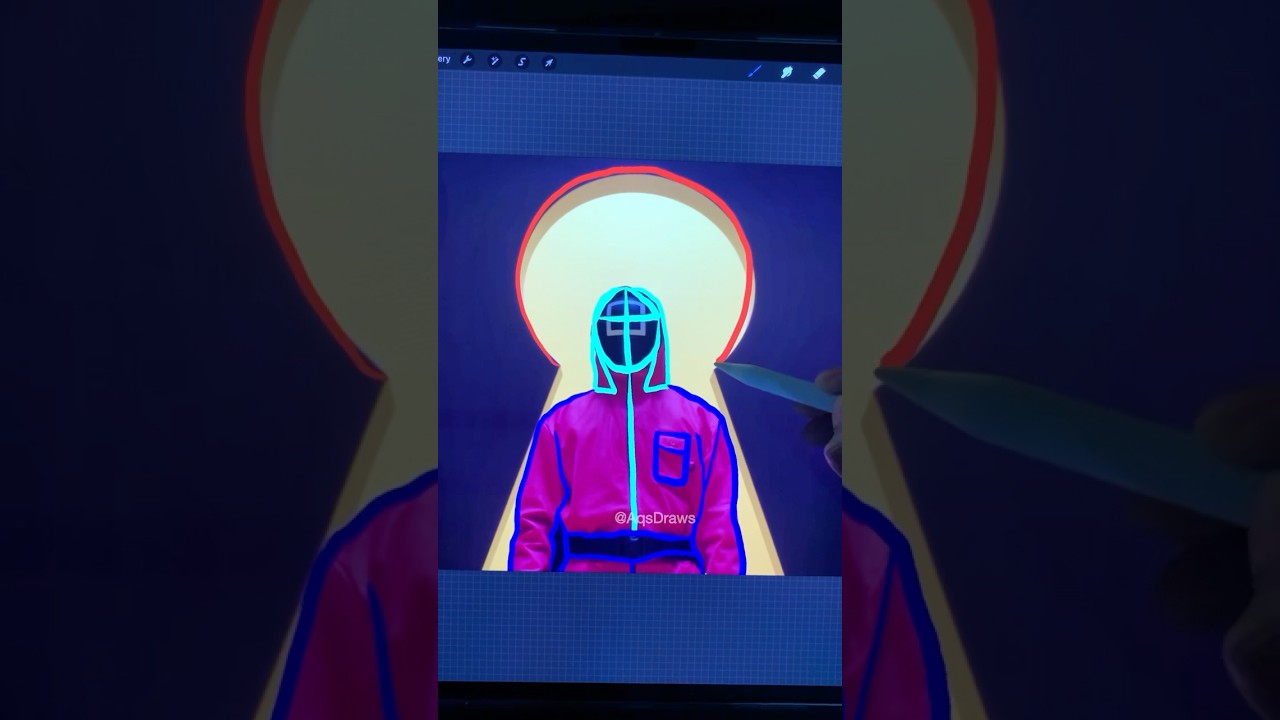 Drawing Square Guard from Squid Game 3🟥