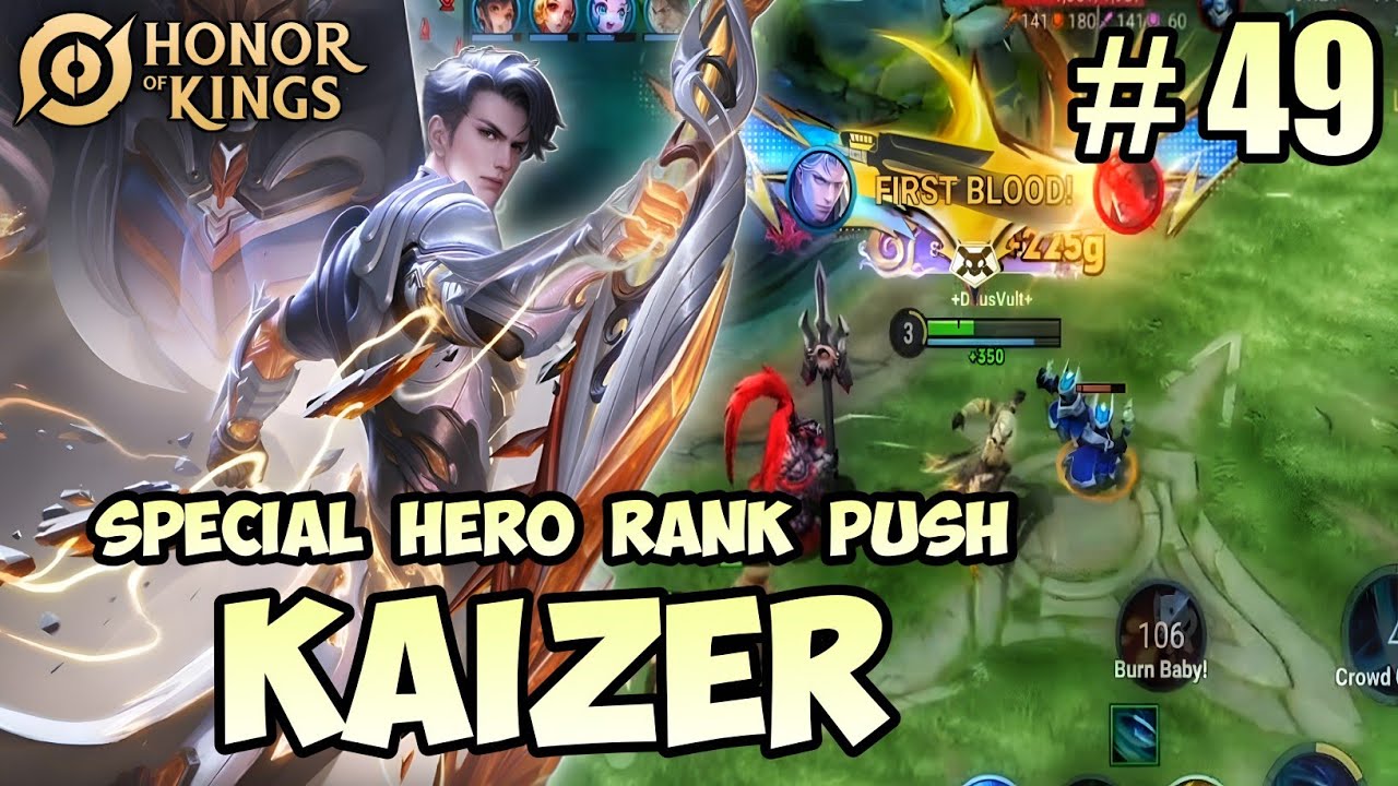 KAIZER Fighter/Jungler Special Hero Rank Push | Pro Gameplay #49 - Honor of Kings (HOK)