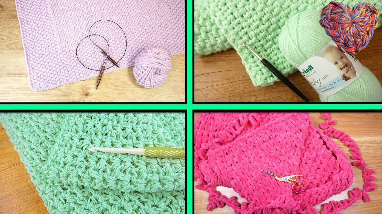 4 Ideen für Baby Decken | Super süße Geschenkideen | Häkeln & Stricken