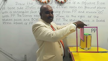 Perspective Projection of turned Square Prism On Unit 5 Engineering Graphics Subject