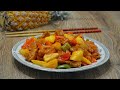 Свинина по - китайски с ананасами (菠萝咕噜肉, Bōluó gūlū ròu). Китайская кухня.