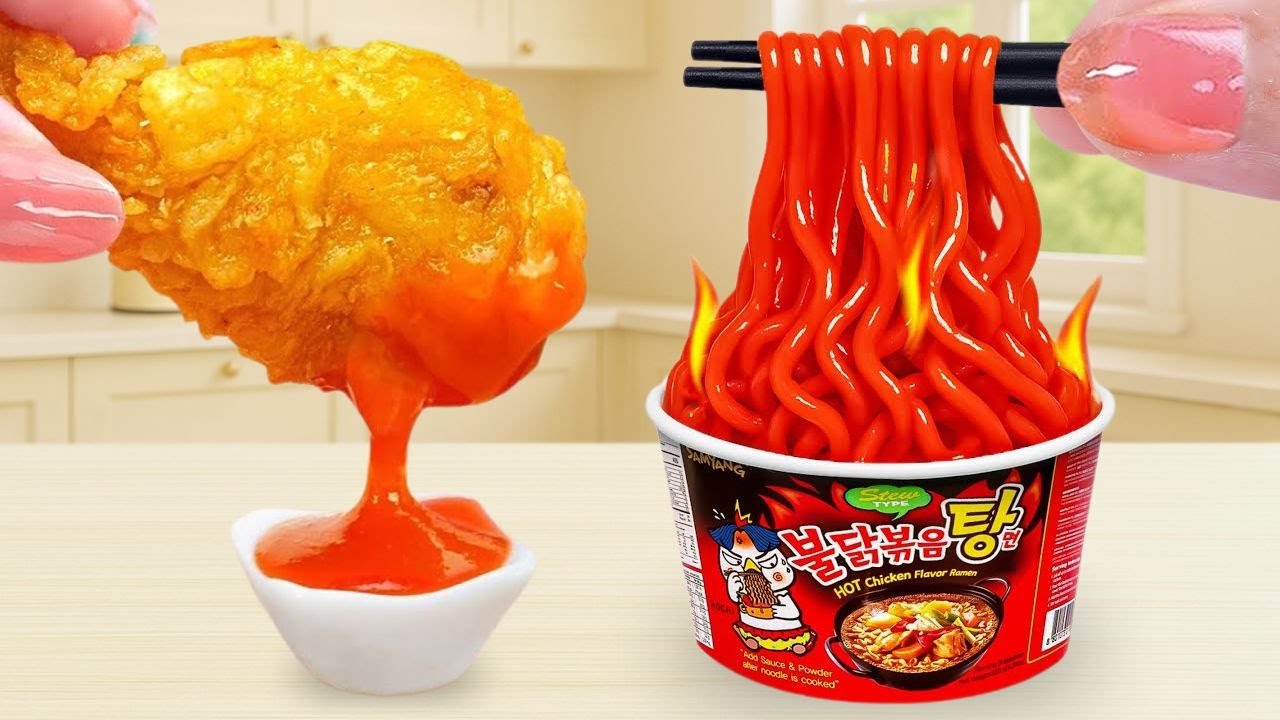 Best Street Food - How To Make Tiny Chicken Thigh and Tiny Korean Noodles | Tiny Burger Cheese