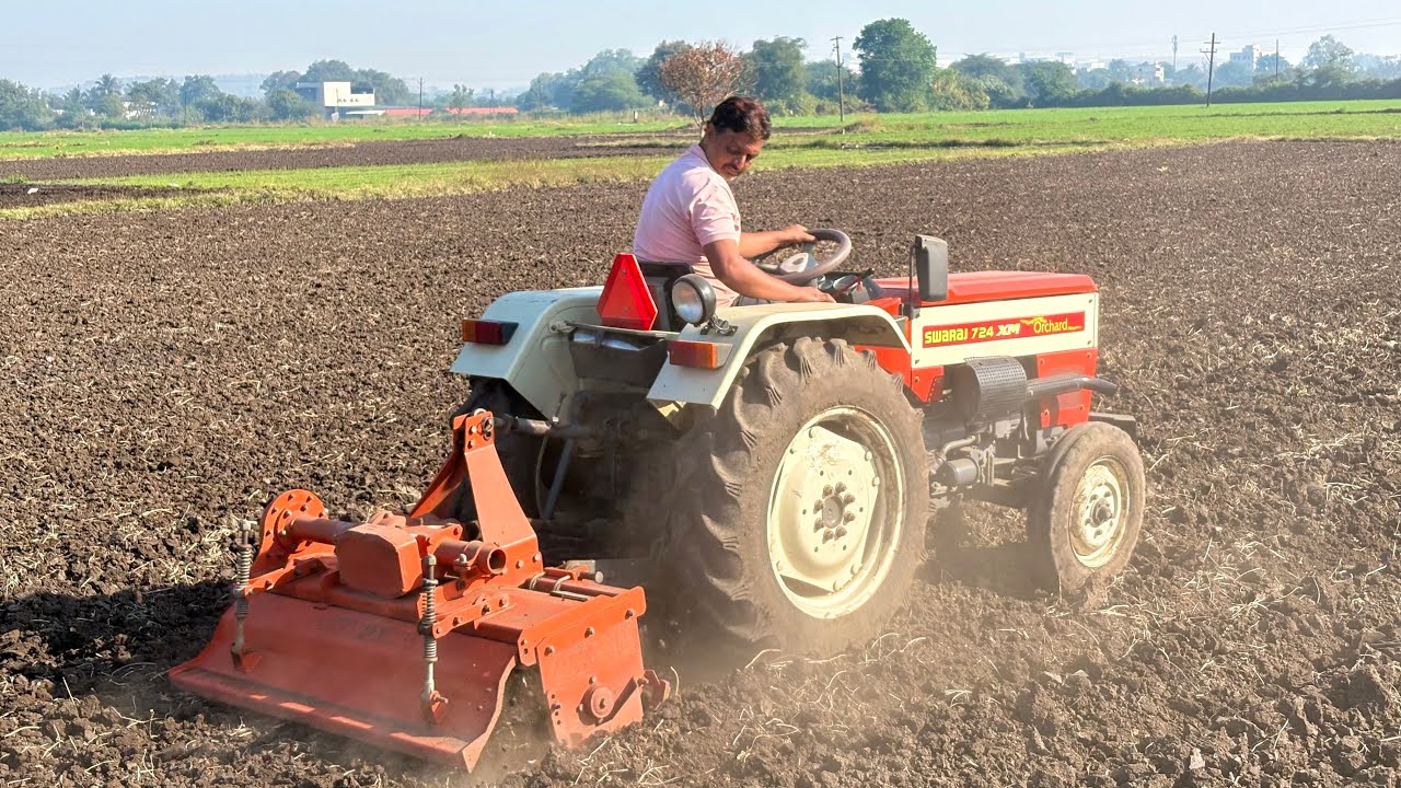 This Tractor is a BEAST! Swaraj 724 XM Rotavating Very Hard Soil | rutuRAJ's life 
