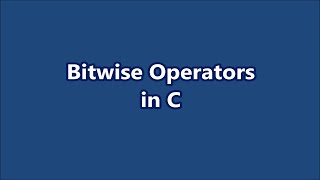 Bitwise Operators│C programming│Part# 18│Learn CSE Malayalam