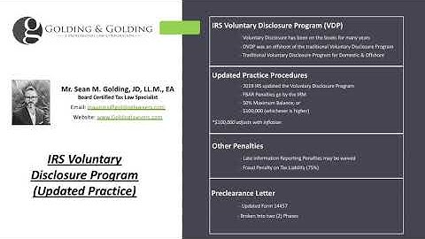 IRS Voluntary Disclosure Program - 2020 Updated Offshore Voluntary Disclosure Practice Guide