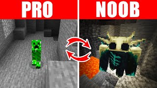 Minecraft NOOB vs. PRO: SWAPPED CAVE SURVIVAL in Minecraft (Compilation)