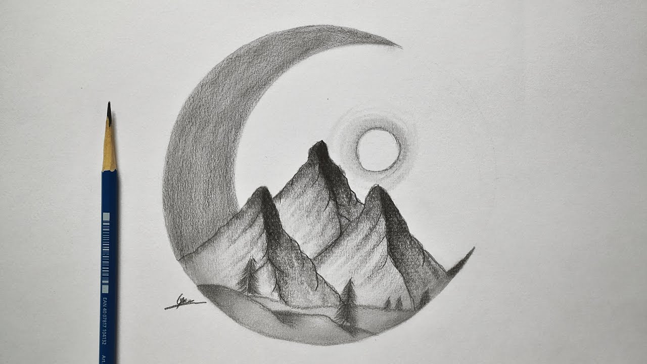 How to Draw an Easy Night Landscape Easy and Simple Drawing  Easy sketch  drawing with pencils