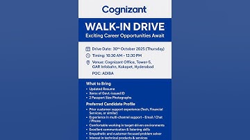 Cognizant Hiring!! Walk-In Drive for Voice Process |30th Oct | Hyderabad | Don’t Miss This#cognizant