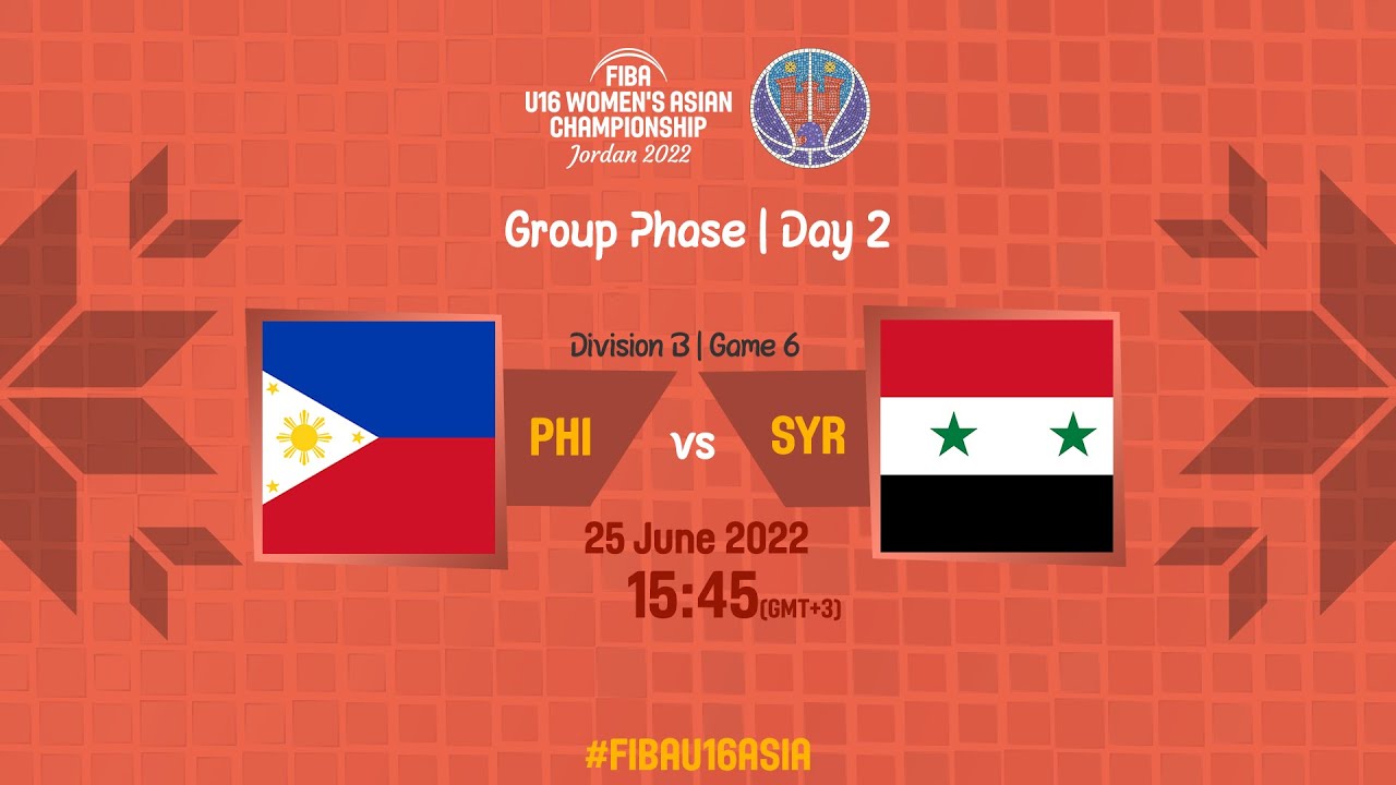 Philippines v Syria | Full Basketball Game | FIBA U16 Women's Asian Championship 2022 | Division B