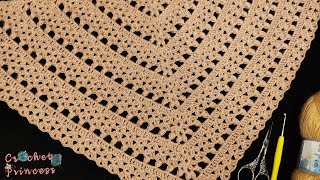 شال كروشيه مثلث رقيق جدا بخطوات سهلة وبسيطة للمبتدئات Crochet Triangle shawl