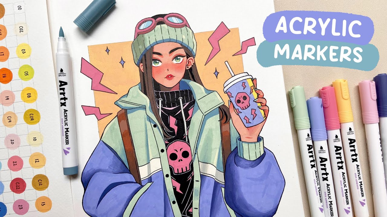 💀 Trying Out New Markers / Arrtx 90 Colors Acrylic Markers Review